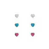 Asfour 925 Sterling Silver Earring with Round Zicron Stone, Clear + Rose + Aqua