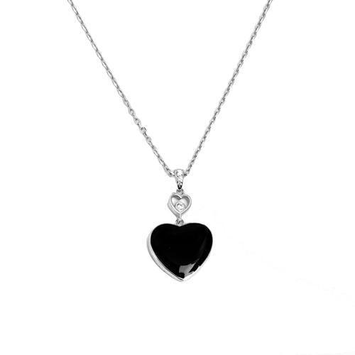 Necklace N1094 - 925 Sterling Silver - Black Heart