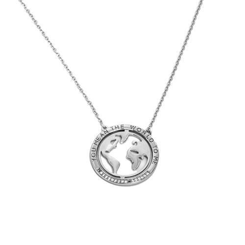 Necklace N1096 - 925 Sterling Silver - World Map