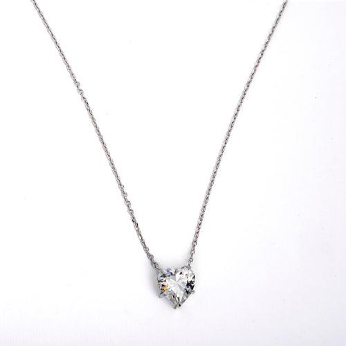N3006-A Necklace - 925 Sterling Silver - Crystal heart - Asfour Crystal