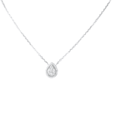 Asfour Zircon  Pear+Drop Shape 925 Sterling Silver Necklace,Clear