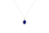 Asfour Crystal Chain Necklace With Blue Oval Pendant In 925 Sterling Silver NA0001-WB