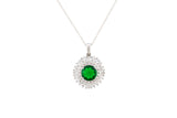 Asfour Crystal Chain Necklace With Green Round Pendant In 925 Sterling Silver NA0002-WG
