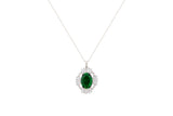 Asfour Crystal Chain Necklace With Green Oval Pendant In 925 Sterling Silver NA0003-WG