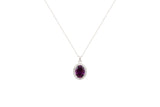 Asfour Crystal Chain Necklace With Tanzanite Oval Pendant In 925 Sterling Silver NA0005-N-5