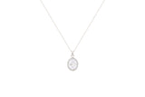 Asfour Crystal Chain Necklace With Oval Pendant Inlaid With Zircon In 925 Sterling Silver NA0005-W