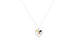 Asfour Crystal Chain Necklace With Multi Color Heart Pendant In 925 Sterling Silver NA0006-K