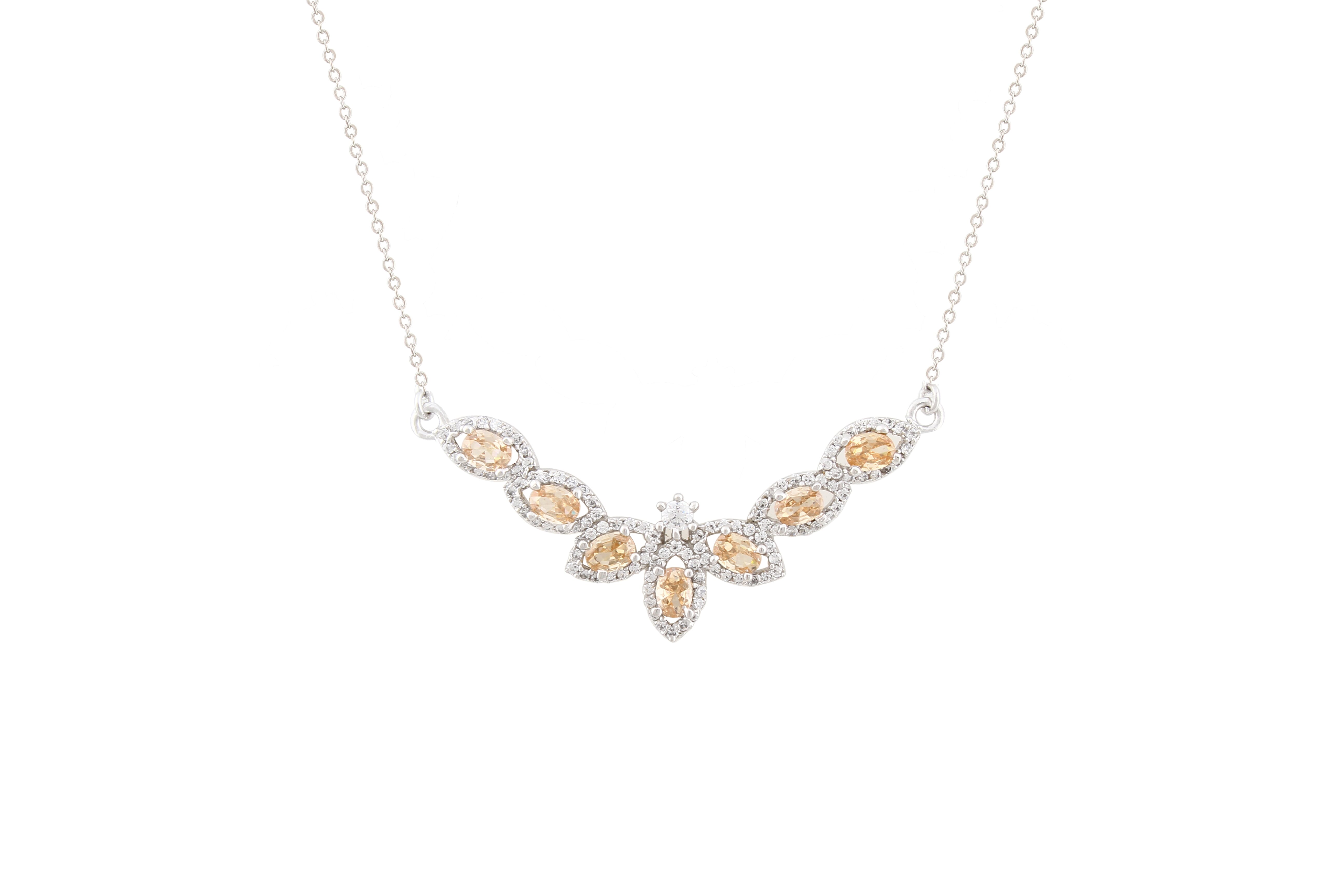 Asfour Crystal Chain Necklace Inlaid With Ligth Colorado Topaz Zircon In 925 Sterling Silver NA0007-LCT