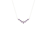 Asfour Crystal Chain Necklace With Tenzanite V Design Inlaid With Zircon In 925 Sterling Silver NA0007-N