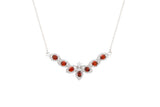 Asfour Crystal Chain Necklace With Red V Design Inlaid With Zircon In 925 Sterling Silver NA0007-R