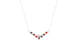 Asfour Crystal Chain Necklace With Red V Design Inlaid With Zircon In 925 Sterling Silver NA0007-R