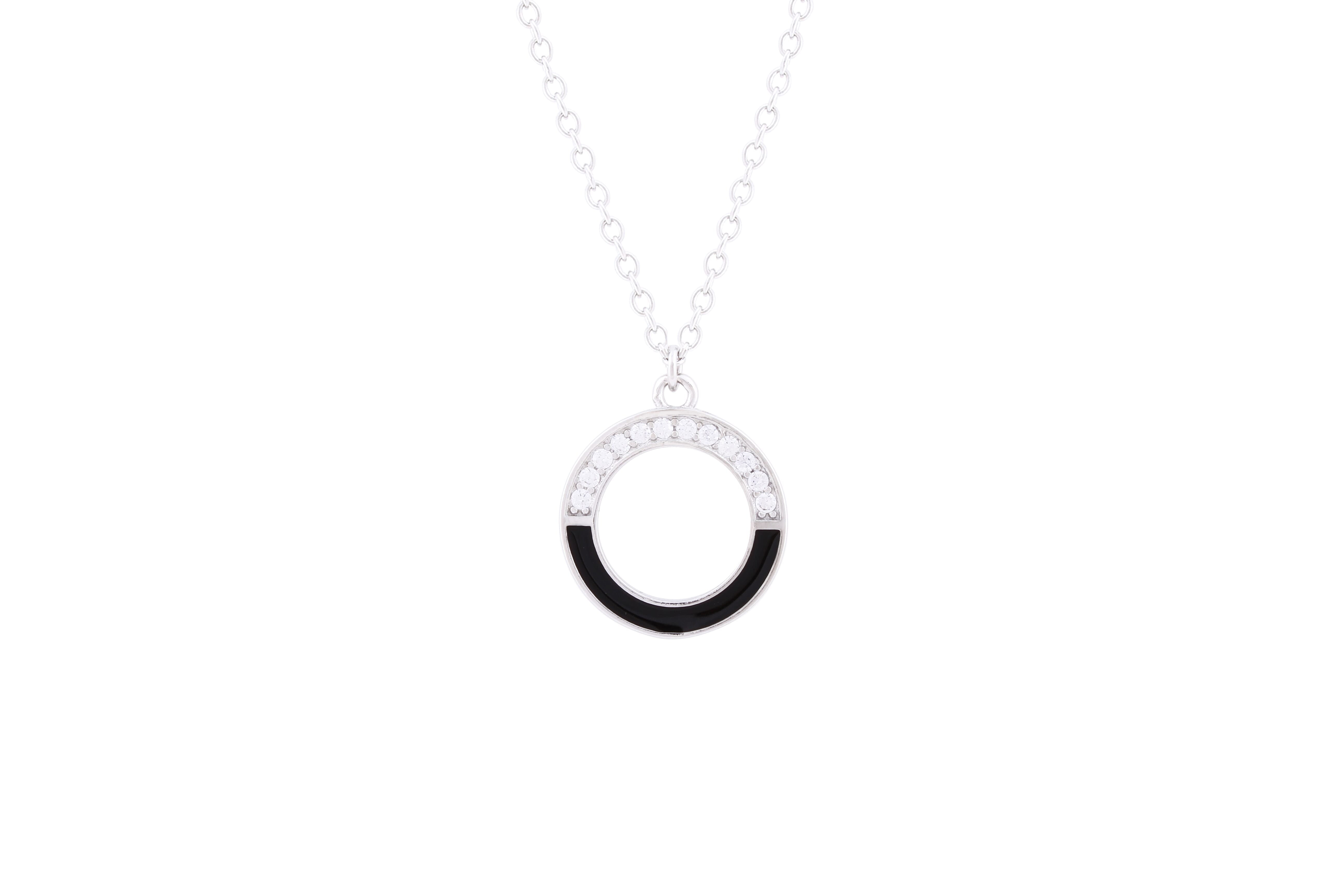Asfour Sterling Silver Round Necklace Inlaid With Zircon Stones ND0011
