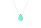 Asfour Crystal Chain Necklace With Aquamarine Tear Drop Design In 925 Sterling Silver ND0019-GC
