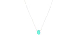Asfour Crystal Chain Necklace With Aquamarine Oval Design In 925 Sterling Silver ND0022-GC