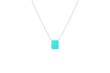 Asfour Crystal Chain Necklace With Aquamarine Emerald Cut Stone In 925 Sterling Silver ND0023-GC