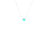 Asfour Crystal Chain Necklace With Aquamarine Round Design In 925 Sterling Silver ND0026-GC