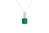 Asfour Crystal Chain Necklace With Asscher Emerald Zircon Stone In 925 Sterling Silver ND0038-G