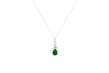 Asfour Crystal Chain Necklace With Emerald Pear Zircon Pendant In 925 Sterling Silver ND0044-G