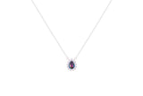 Asfour Crystal Chain Necklace With Multi Color Pear Pendant In 925 Sterling Silver ND0098-AP