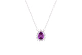 Asfour Crystal Chain Necklace With Tanzanite Pear Pendant In 925 Sterling Silver ND0098-N5