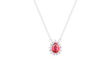 Asfour Crystal Chain Necklace With Ruby Pear Pendant In 925 Sterling Silver ND0098-R