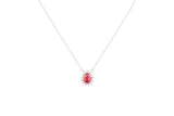 Asfour Crystal Chain Necklace With Ruby Pear Pendant In 925 Sterling Silver ND0098-R