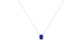 Asfour Crystal Chain Necklace With Blue Radiant Cut Pendant In 925 Sterling Silver ND0099-B
