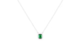 Asfour Crystal Chain Necklace With Emerald Radiant Cut Pendant In 925 Sterling Silver ND0099-G