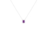 Asfour Crystal Chain Necklace With Tanzanite Radiant Cut Pendant In 925 Sterling Silver ND0099-N5