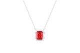 Asfour Crystal Chain Necklace With Ruby Radiant Cut Pendant In 925 Sterling Silver ND0099-R