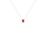 Asfour Crystal Chain Necklace With Ruby Radiant Cut Pendant In 925 Sterling Silver ND0099-R