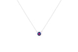Asfour Crystal Chain Necklace With Multi Color Round Pendant In 925 Sterling Silver ND0100-AP