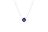Asfour Crystal Chain Necklace With Multi Color Round Pendant In 925 Sterling Silver ND0100-AP