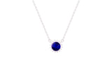 Asfour Crystal Chain Necklace With Blue Round Pendant In 925 Sterling Silver ND0100-B