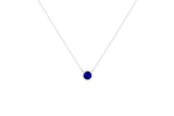 Asfour Crystal Chain Necklace With Blue Round Pendant In 925 Sterling Silver ND0100-B