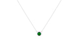 Asfour Crystal Chain Necklace With Emerald Round Pendant In 925 Sterling Silver ND0100-G