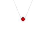 Asfour Crystal Chain Necklace With Ruby Round Pendant In 925 Sterling Silver ND0100-R