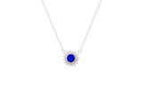 Asfour Crystal Chain Necklace With Blue Round Pendant In 925 Sterling Silver ND0101-B