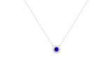 Asfour Crystal Chain Necklace With Blue Round Pendant In 925 Sterling Silver ND0101-B