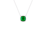 Asfour Crystal Chain Necklace With Emerald Cushion Cut Pendant In 925 Sterling Silver ND0102-G