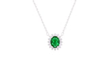 Asfour Crystal Chain Necklace With Emerald Oval Pendant In 925 Sterling Silver ND0103-G