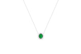 Asfour Crystal Chain Necklace With Emerald Oval Pendant In 925 Sterling Silver ND0103-G