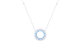 Asfour Crystal Chain Necklace With Aquamarine Circle Pendant In 925 Sterling Silver ND0105-WM