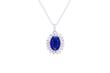 Asfour Crystal Chain Necklace With Emerald Oval Pendant In 925 Sterling Silver ND0108-G