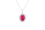 Asfour Crystal Chain Necklace With Fuchsia Oval Pendant In 925 Sterling Silver ND0108-F