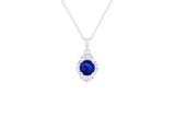 Asfour Crystal Chain Necklace With Blue Round Pendant In 925 Sterling Silver ND0109-B