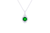 Asfour Crystal Chain Necklace With Fuchsia Oval Pendant In 925 Sterling Silver ND0108-F