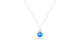 Asfour Crystal Chain Necklace With Aquamarine Oval Pendant In 925 Sterling Silver ND0108-M