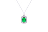 Asfour Crystal Chain Necklace With Emerald Cut Aquamarine Pendant In 925 Sterling Silver ND0110-M