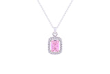 Asfour Crystal Chain Necklace With Rose Round Pendant In 925 Sterling Silver ND0109-O